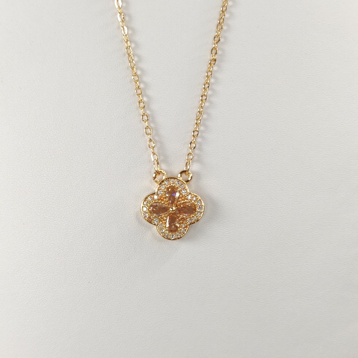 Stunning Four Leaf Clover Necklace with Zircon Gemstones