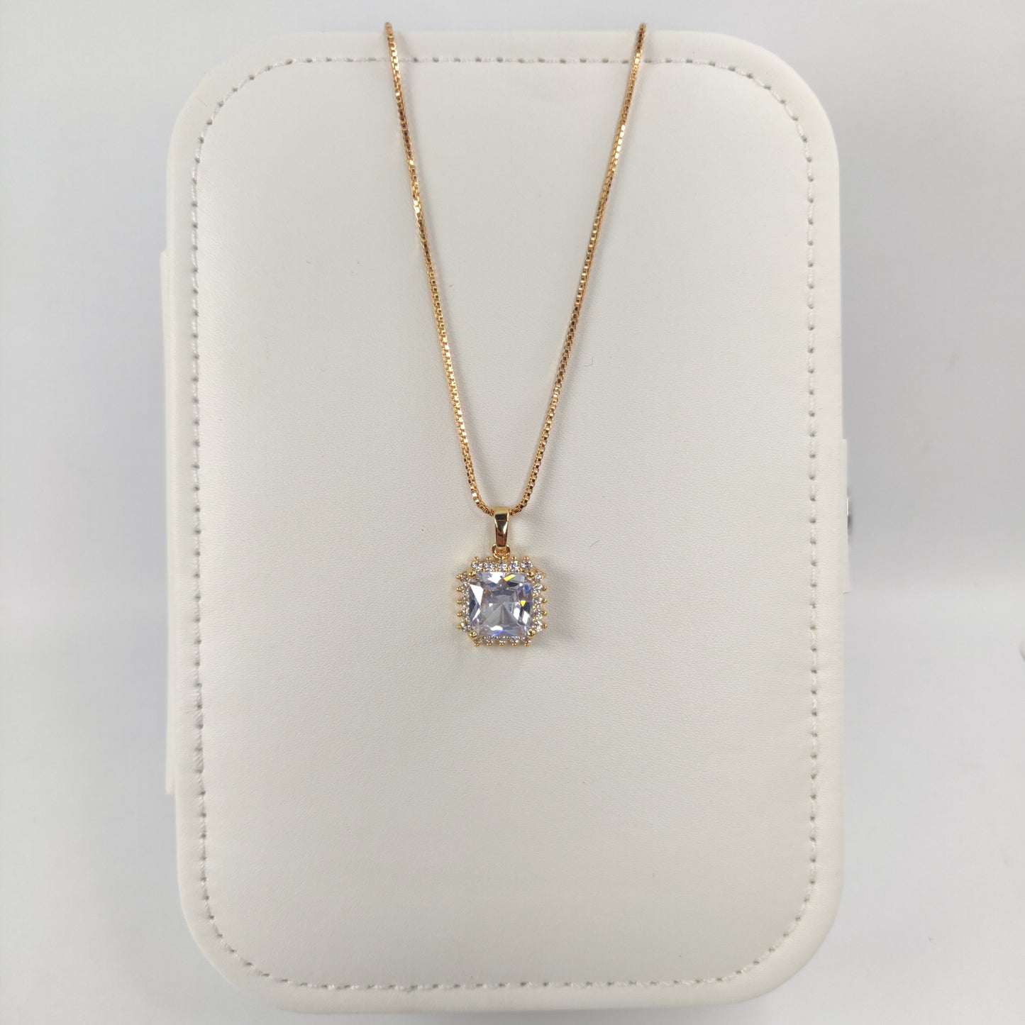 Square Cut Zircon Pendant Necklace