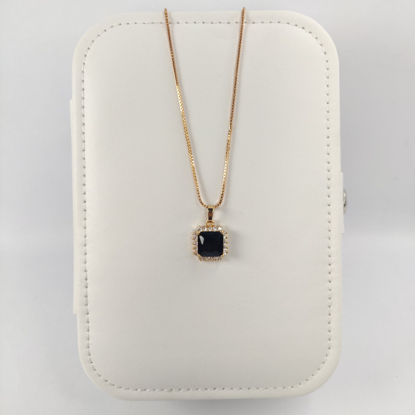 Square Cut Zircon Pendant Necklace