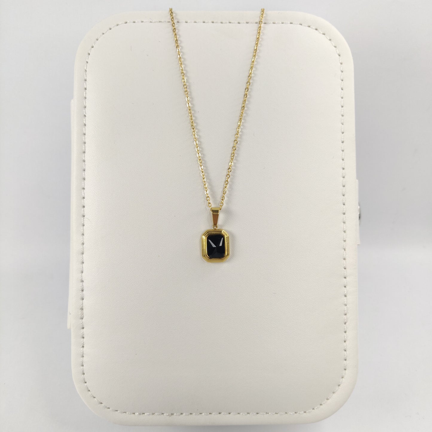 Rectangular Black Zircon Necklace