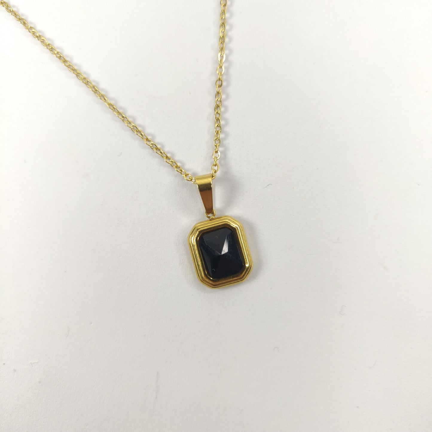 Rectangular Black Zircon Necklace