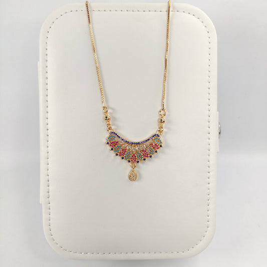 Gold-Toned Necklace with Colorful Gemstone Pendant