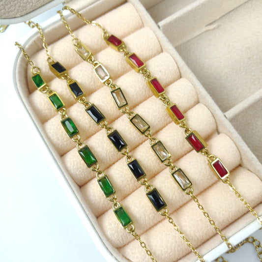 Golden Gemstone Link Bracelets