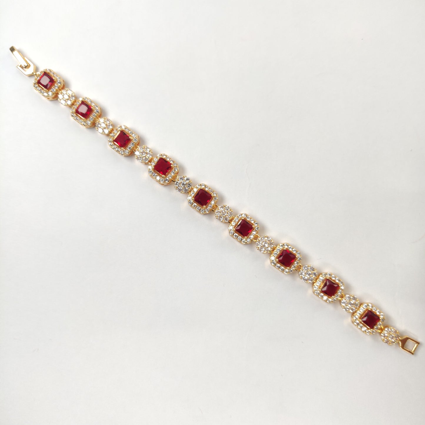 Elegant Golden Ruby Red Bracelet