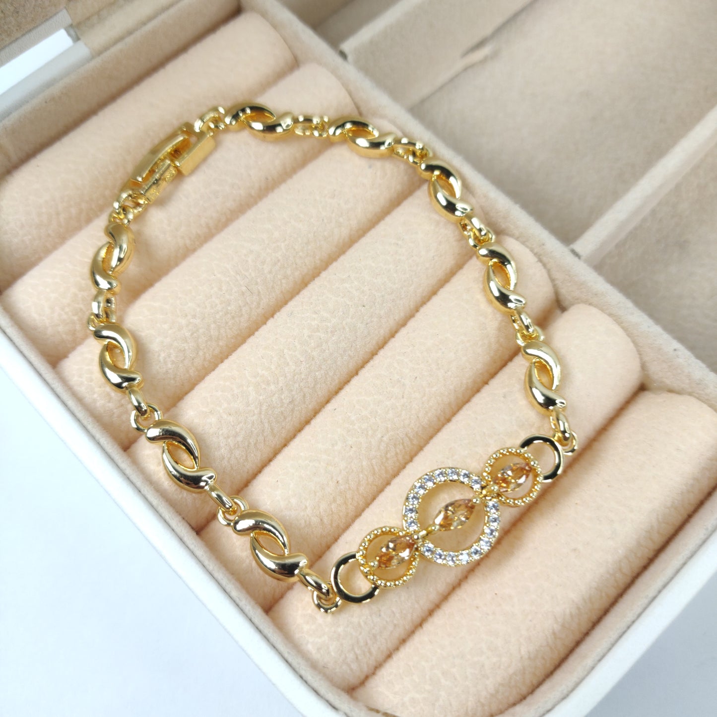 Gold-Tone Crystal Accent Chain Bracelet