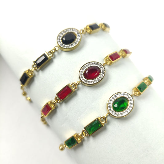 Stunning Gold-Plated Gemstone Bracelet