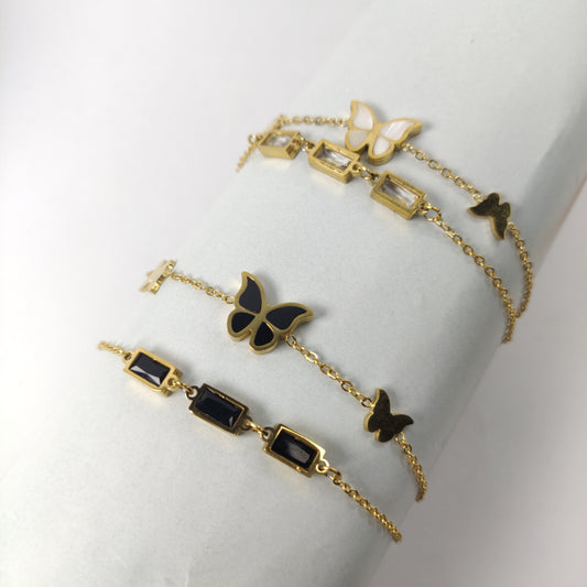 Bracelet with Enamel Butterfly Charms