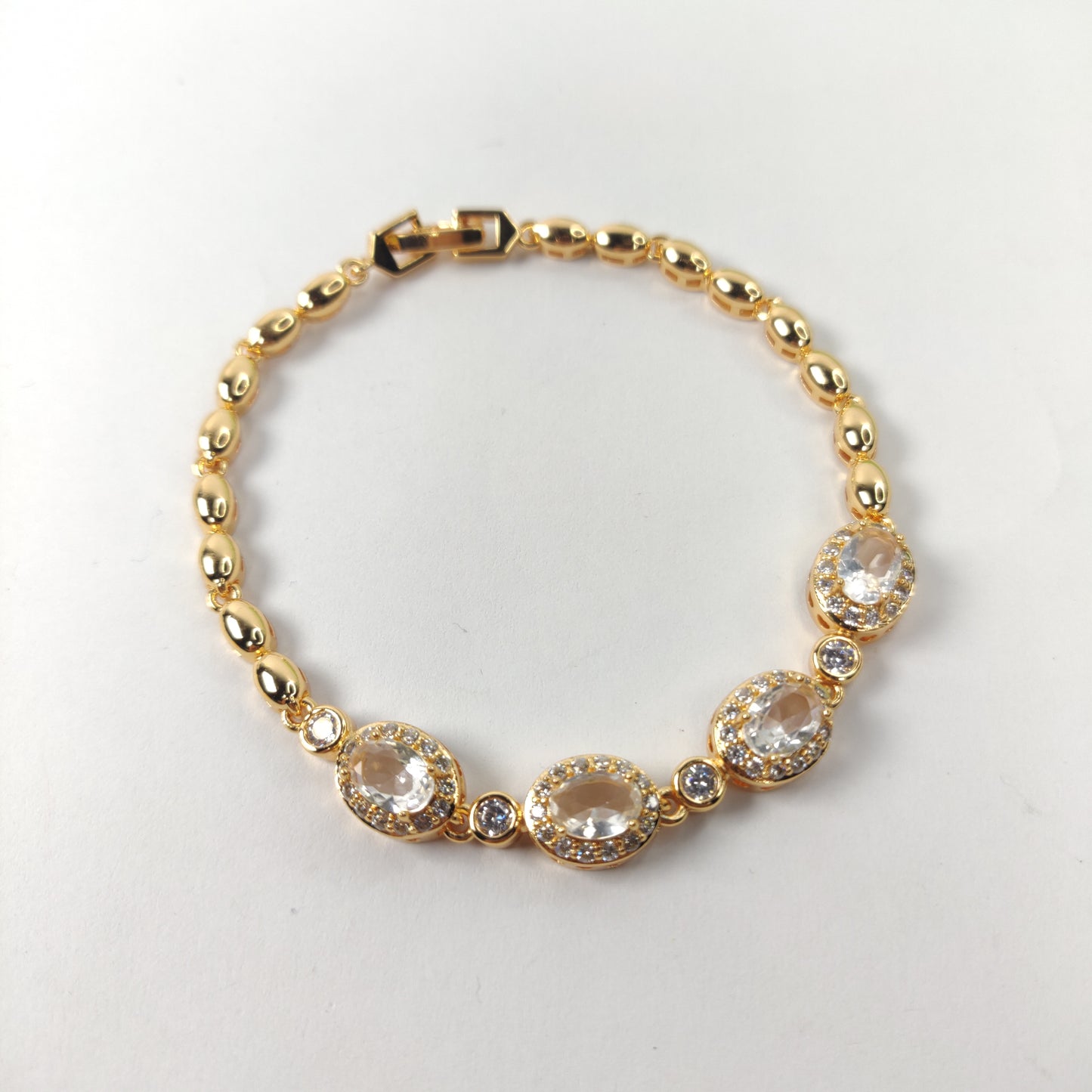 Gold-Plated Bracelet with Zircon Gemstones