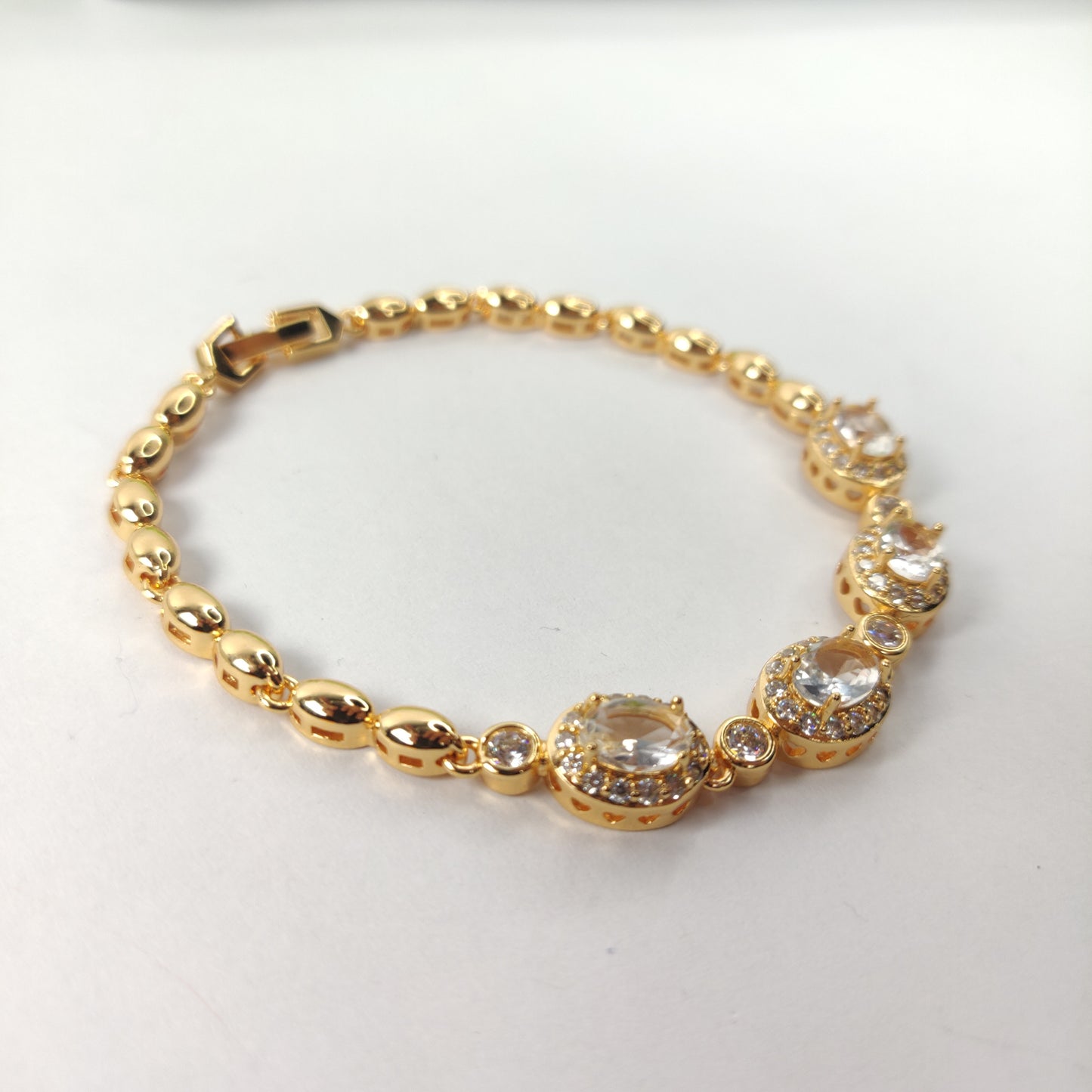 Gold-Plated Bracelet with Zircon Gemstones