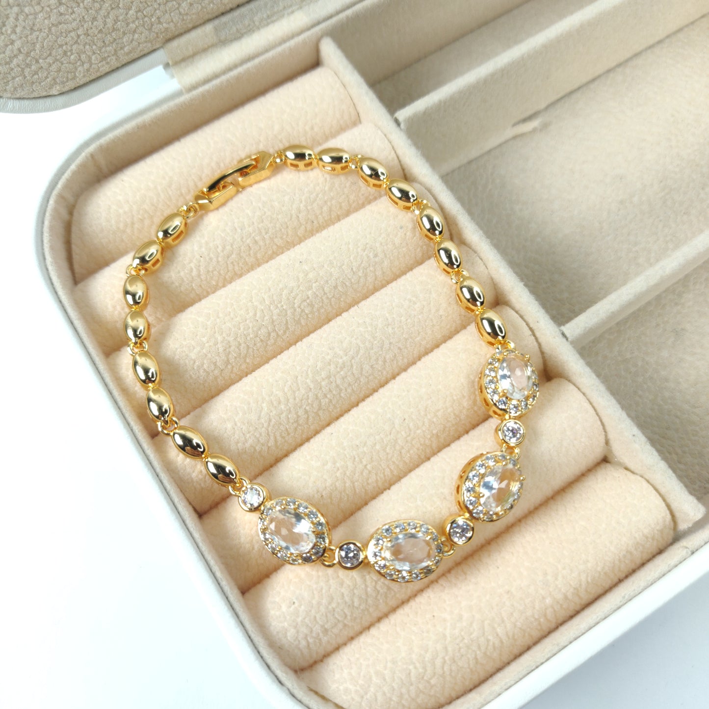 Gold-Plated Bracelet with Zircon Gemstones