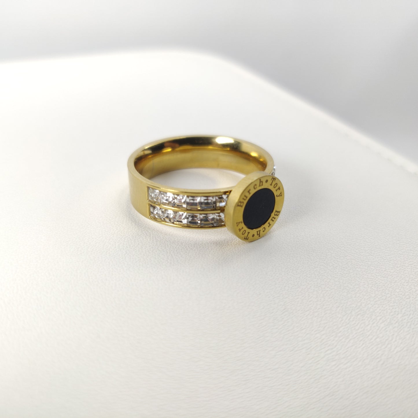 Dual-Band Gold-Plated Ring with Gemstones