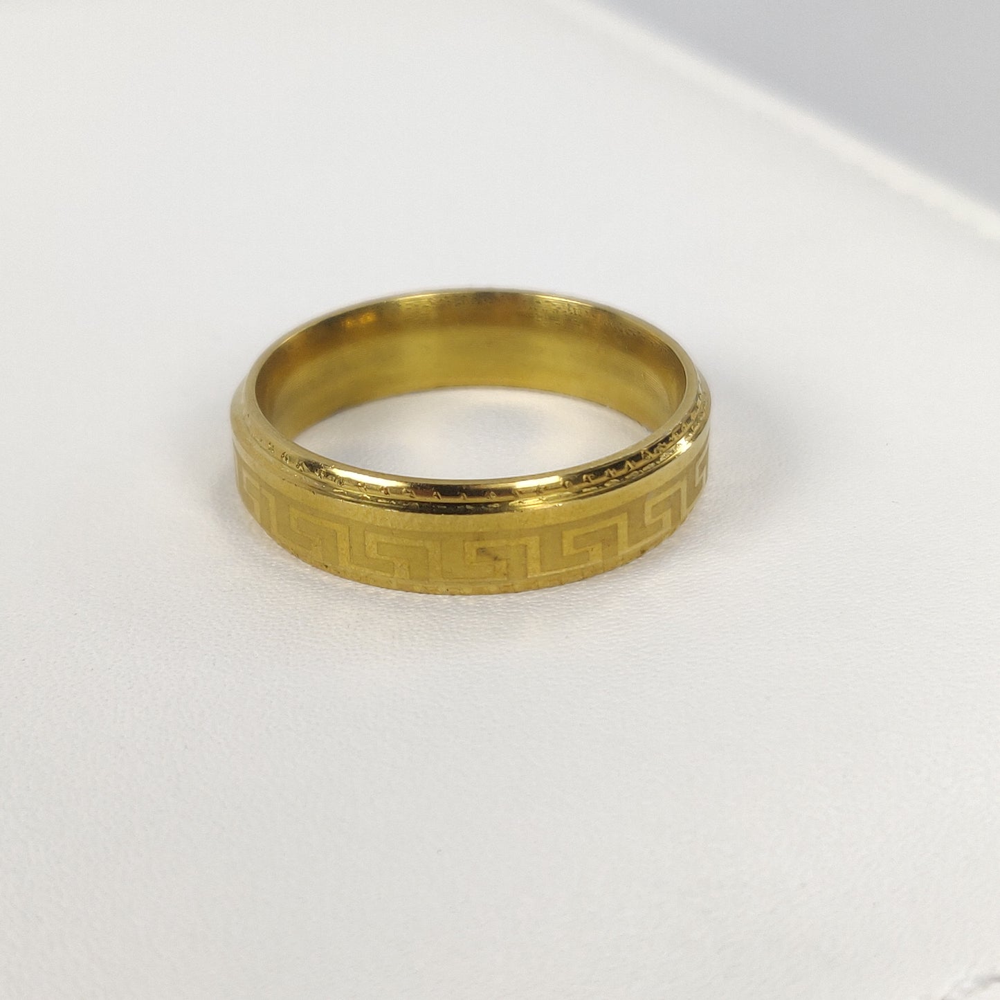 Gold-Plated Greek Key Design Ring