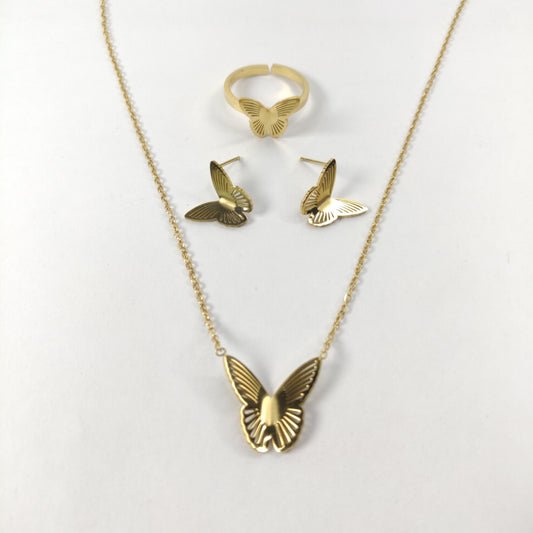 Elegant Gold Butterfly Jewelry Set