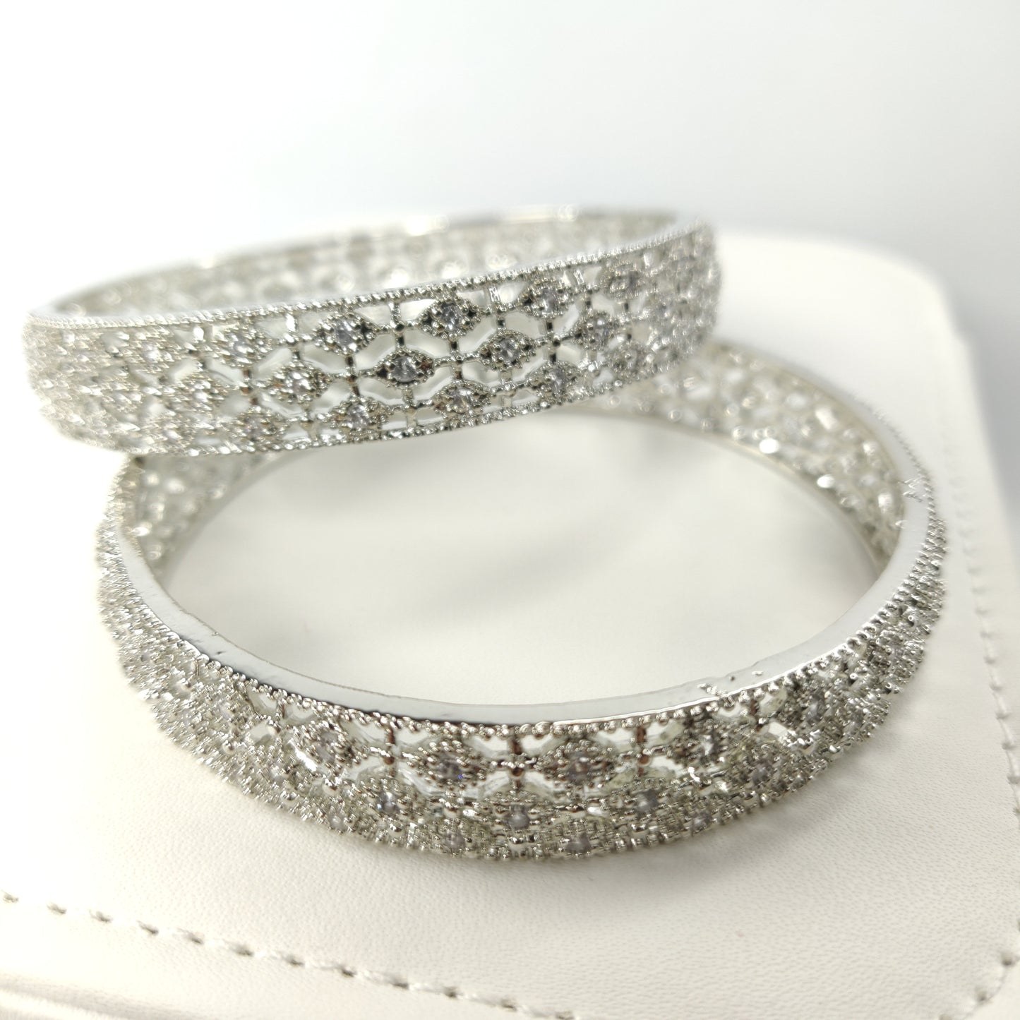 Silver Zircon Bangles Set