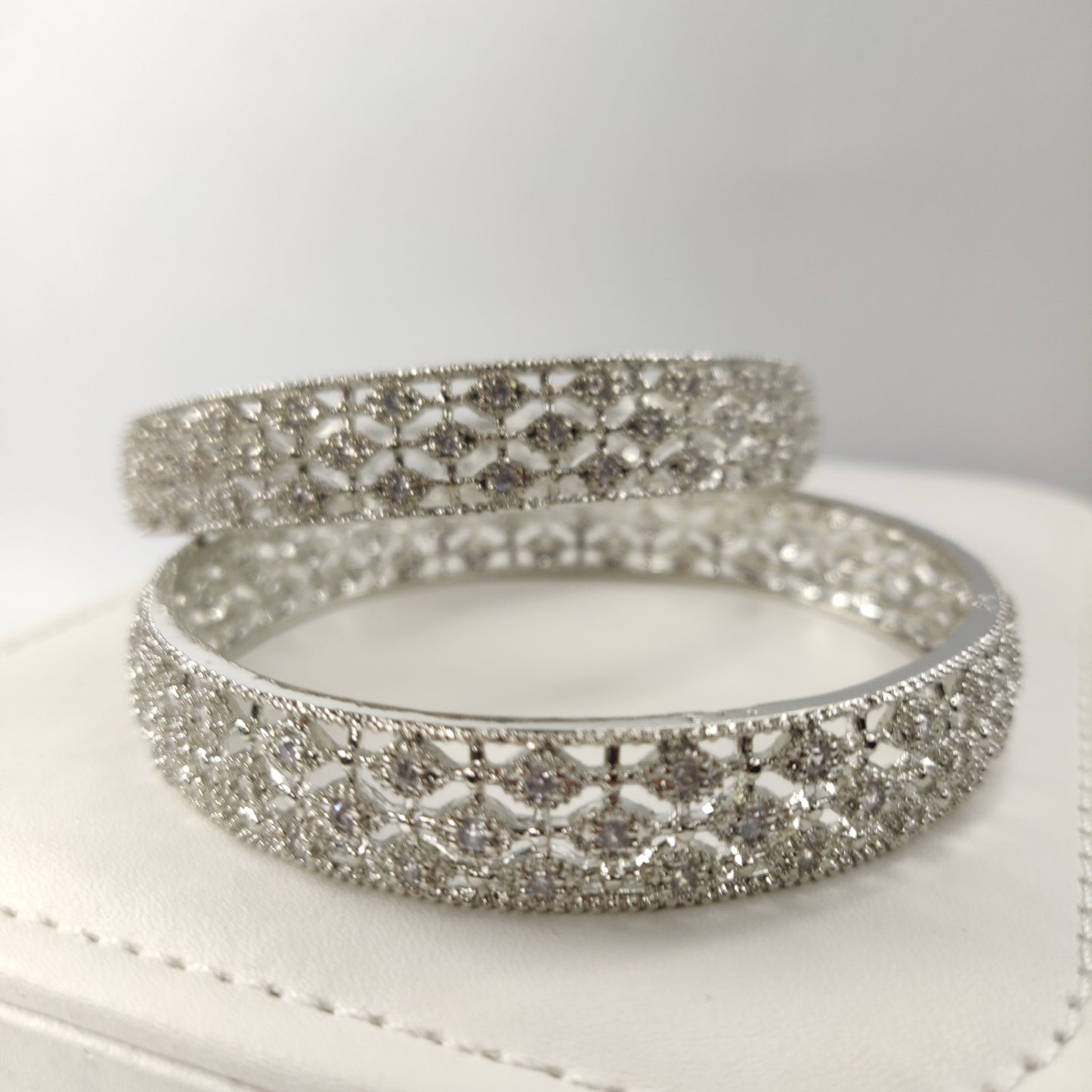 Silver Zircon Bangles Set