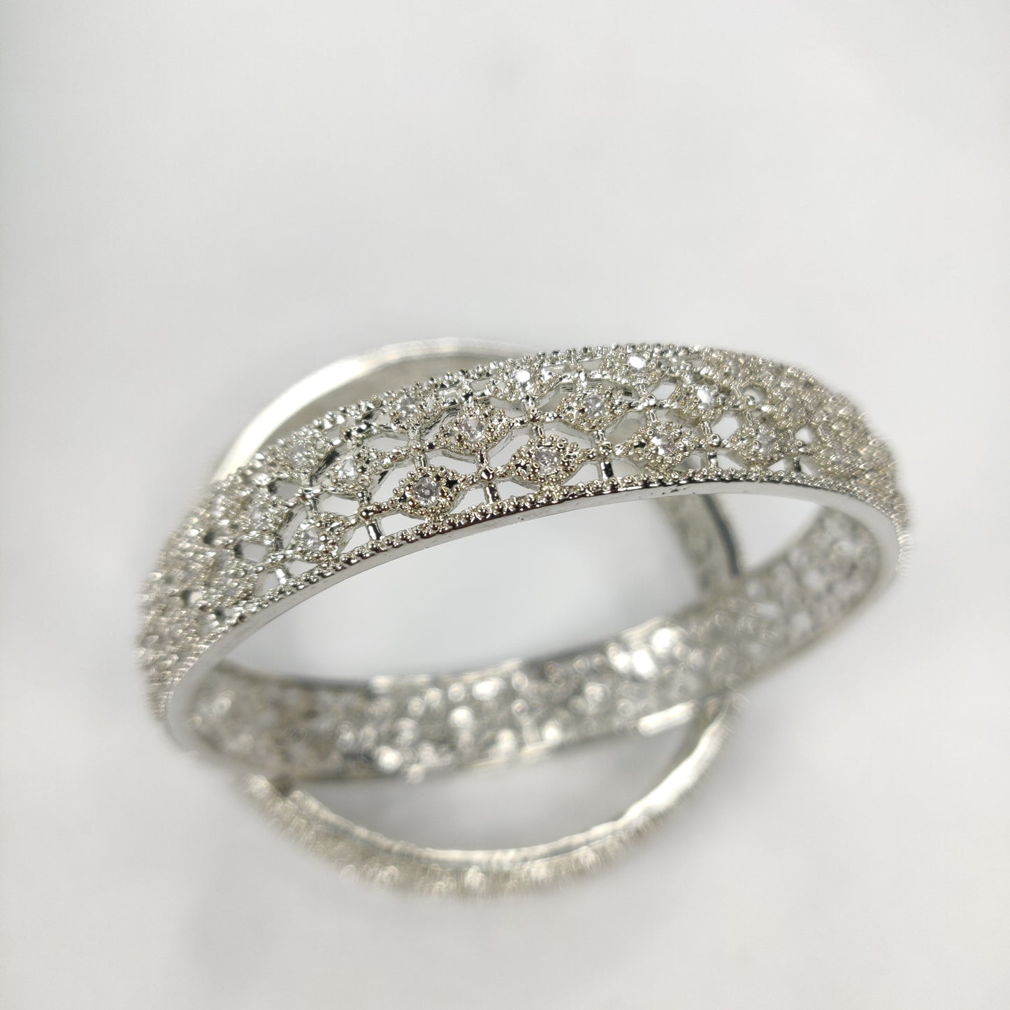 Silver Zircon Bangles Set