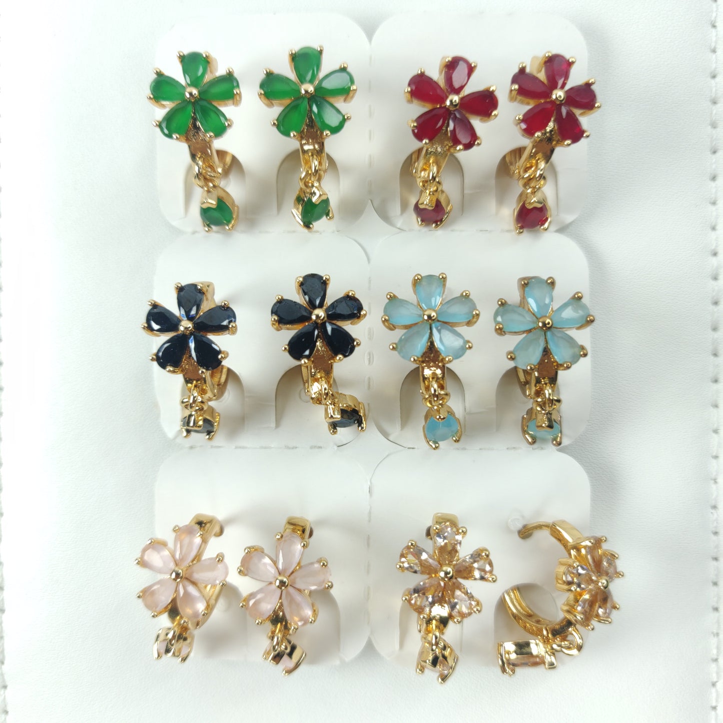 Flower Gemstone Stud Earrings