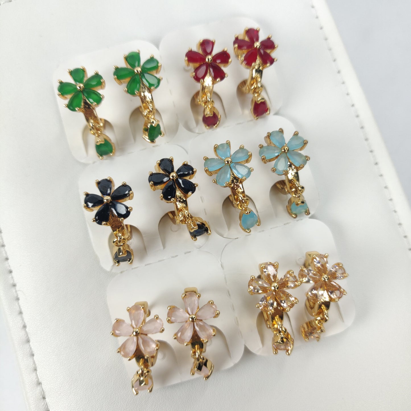 Flower Gemstone Stud Earrings