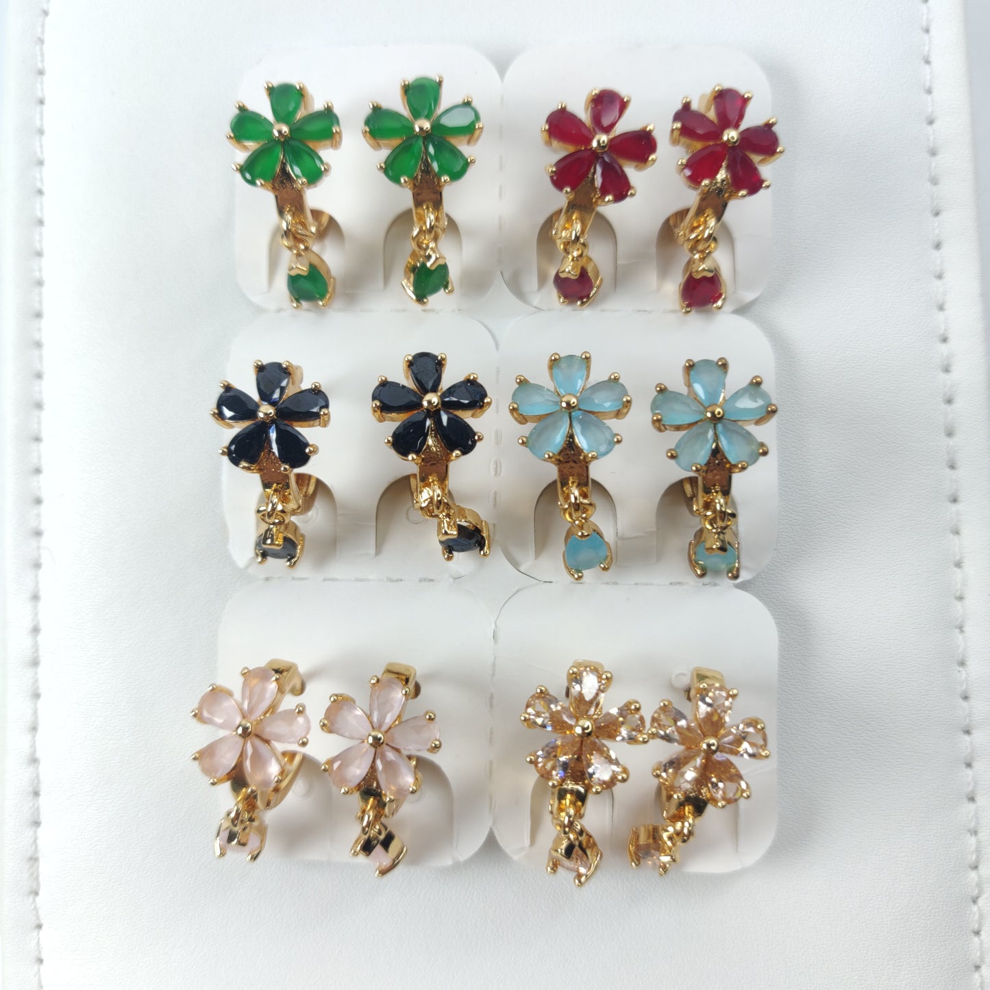 Flower Gemstone Stud Earrings