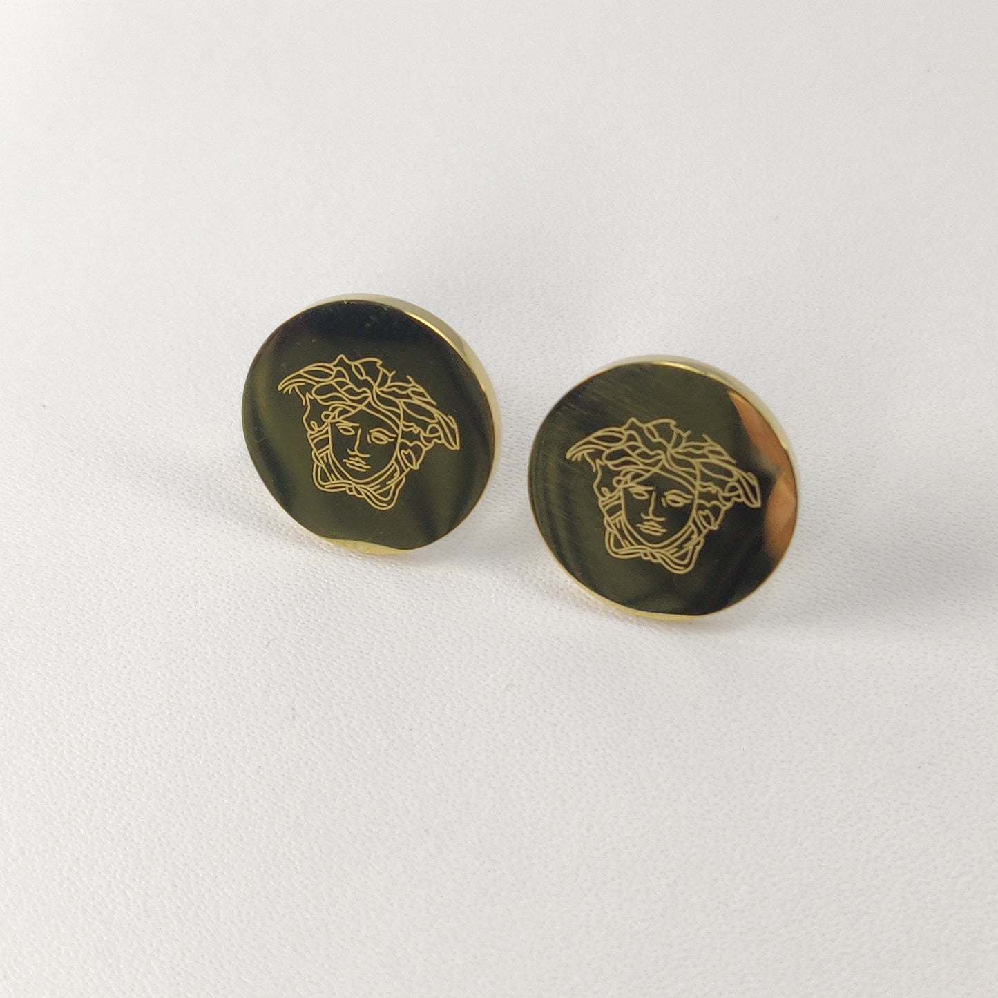 Vers-Ace Inspired Gold Round Stud Earrings