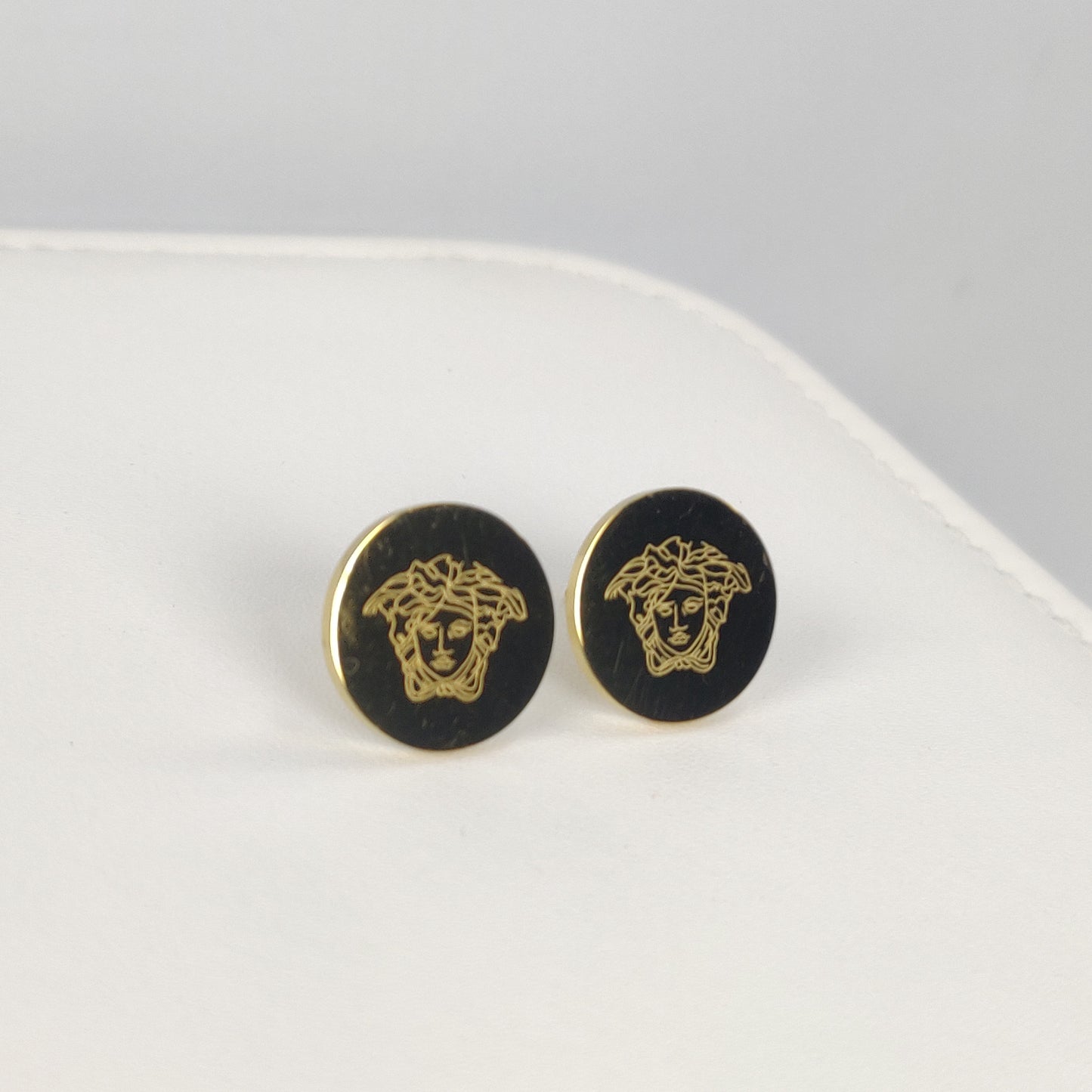 Vers-Ace Inspired Gold Round Stud Earrings