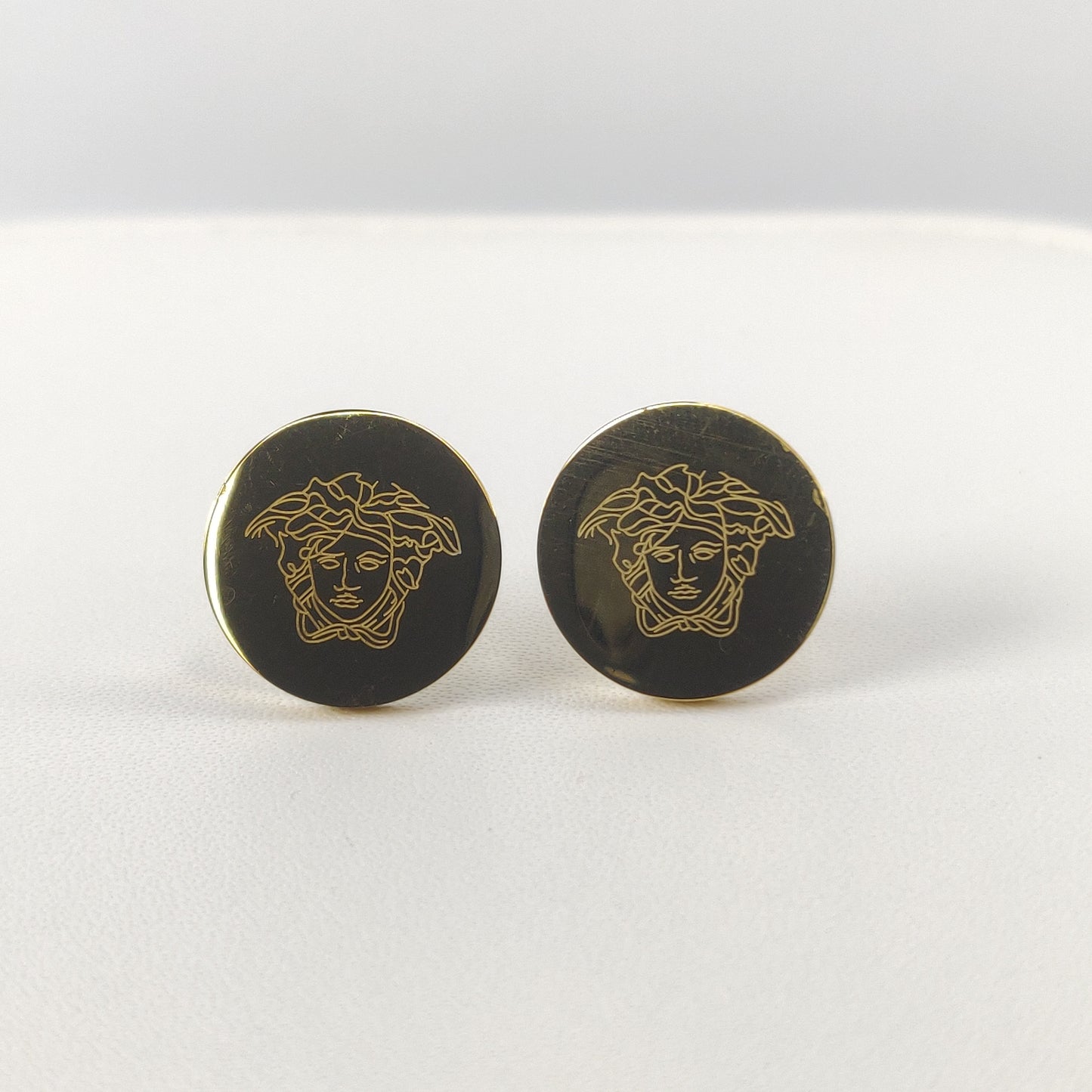 Vers-Ace Inspired Gold Round Stud Earrings