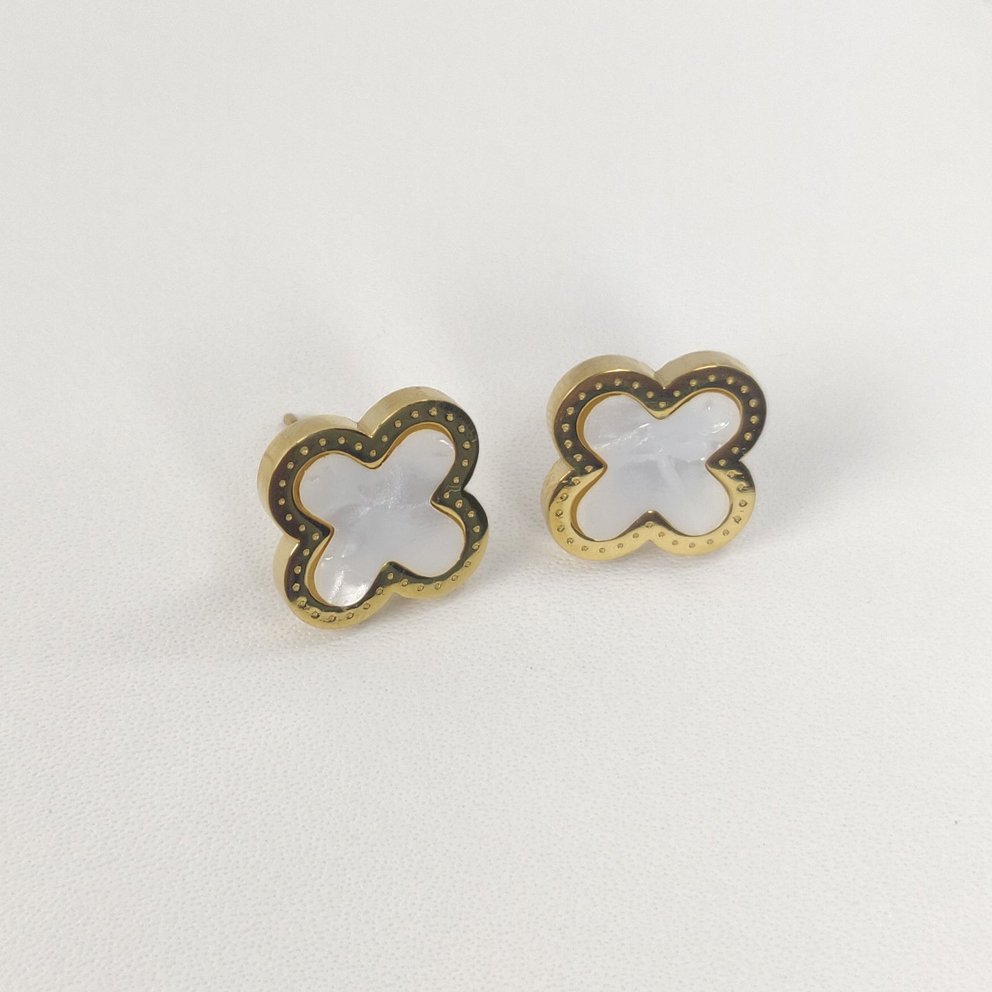 White Clover Stud Earrings